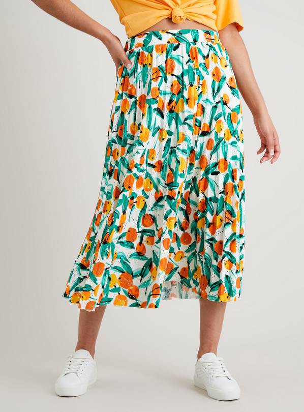 Fruit Print Broderie Midi Skirt - 24